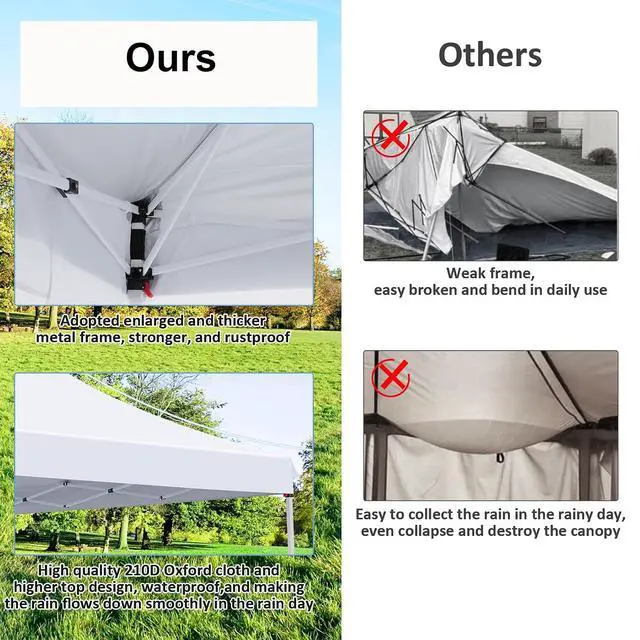 Alt view image 5 of 7 - 10x20 Pop Up Canopy with 6 Sidewalls - Waterproof Commercial Tent, UV 50+ Protection, Easy Setup Outdoor Gazebo for Parties, Events & Garden with Sandbags, Swan White