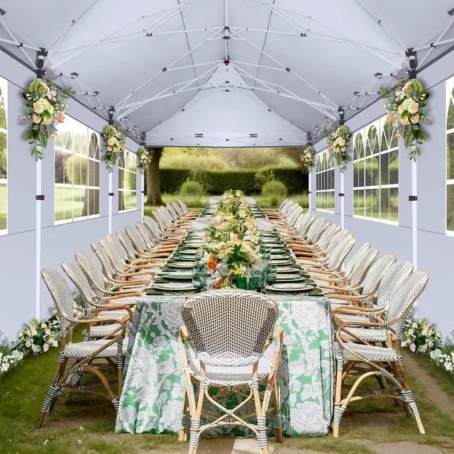 Alt view image 2 of 7 - 10x30 Pop Up Canopy with 8 Removable Sidewalls Party Tents for Parties Wedding Patio Commercial Waterproof and UV50+ Ez Outdoor Instant Gazebo with Roller Bag & 4 SandbagsSwan White