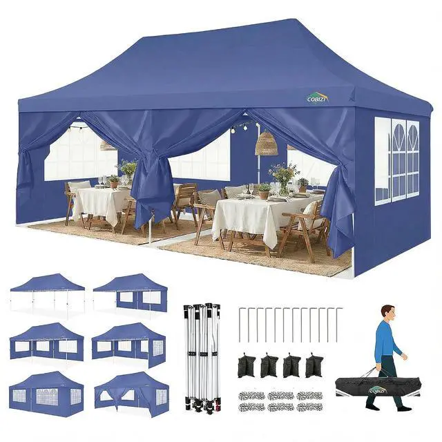 Main image of Canopy 10x20 Pop Up Canopy Tent with Sidewalls, Waterproof Commercial Canopy Ez Outdoor Instant Gazebo UV Protection 50+ Event Shelter, Garden Tents for Parties with Sandbags, Navy Blue