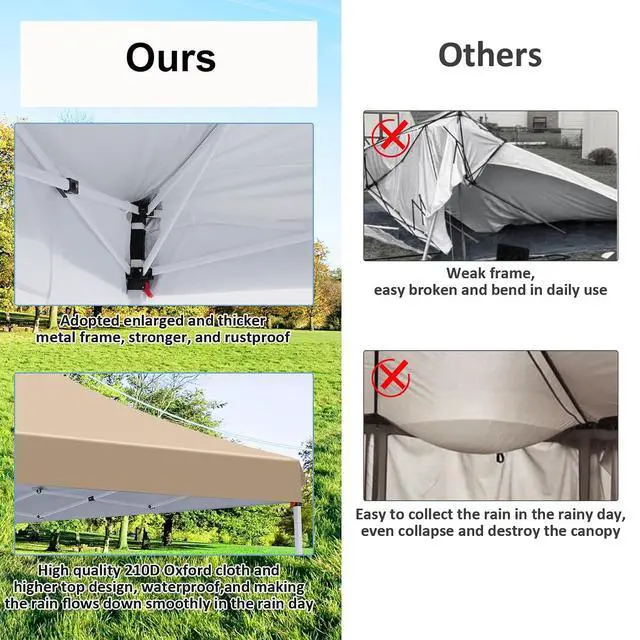 Alt view image 5 of 7 - Canopy 10x20 Pop Up Canopy Tent with 6 Sidewalls, Waterproof Commercial Canopy Ez Outdoor Instant Gazebo Easy to Set up Event Shelter, Garden Tents for Parties with Sandbags, Khaki