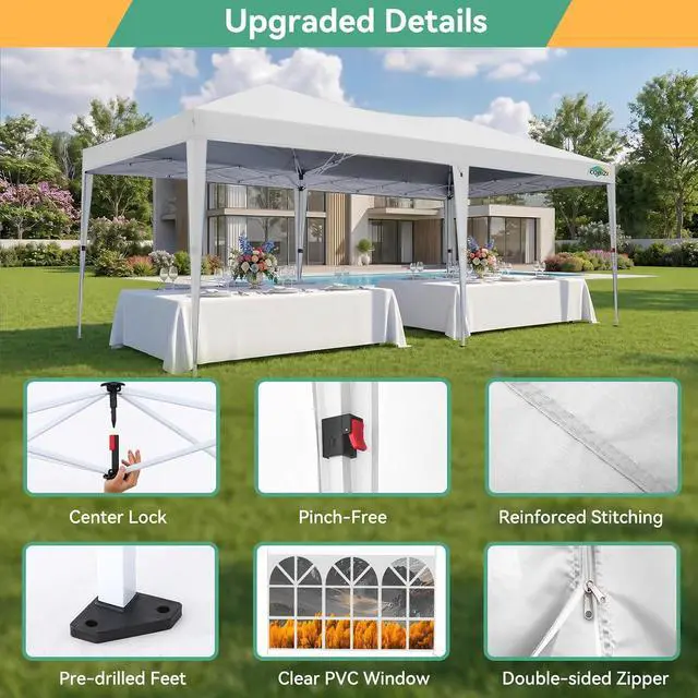 Alt view image 7 of 7 - 10x20 FT Pop up Canopy Tent with Sidewalls, Party Tents for Parties, Carpas para Fiestas, Easy Set Large Outdoor Popup Patio Gazebo for Backyard,Weddings,Vendor,Commercial Event,White (Upgrade)