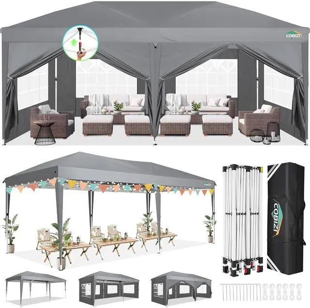 Main image of 10x20 Canopy Tents for Parties 10x20ft Easy Setup Pop up Tents with Sidewalls & One Push Lock Waterproof Outdoor Large Shelter Party Tent for Wedding Car Port Events Patio Gazebo(Gray)