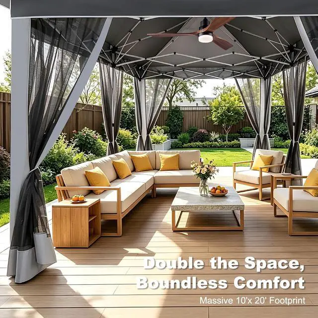 Alt view image 2 of 6 - 12x20 Pop Up Gazebo on Clearance with Mosquito Netting, Dark Gray