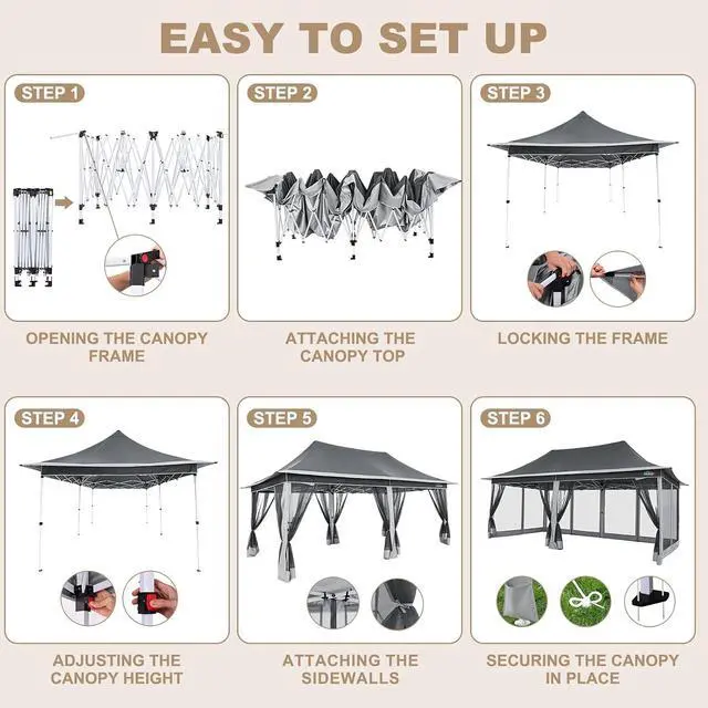 Alt view image 5 of 6 - 12x20 Pop Up Gazebo on Clearance with Mosquito Netting, Dark Gray