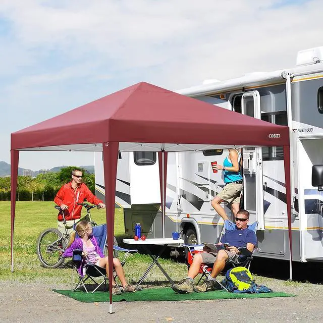 Alt view image 5 of 7 - Durable Ez Pop-up Canopy Tent 10x10 with 4 Sidewalls, Outdoor Instant Sun Shade (red, 10x10)