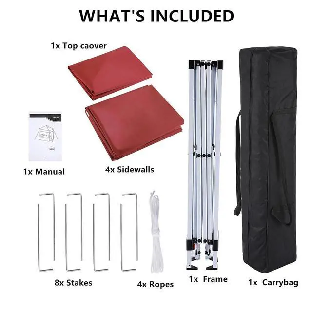 Alt view image 7 of 7 - Durable Ez Pop-up Canopy Tent 10x10 with 4 Sidewalls, Outdoor Instant Sun Shade (red, 10x10)
