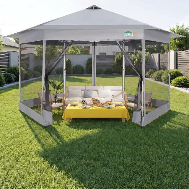 Main image of 16x16 Pop Up Gazebo on Clearance, Mosquito Netting, Gray