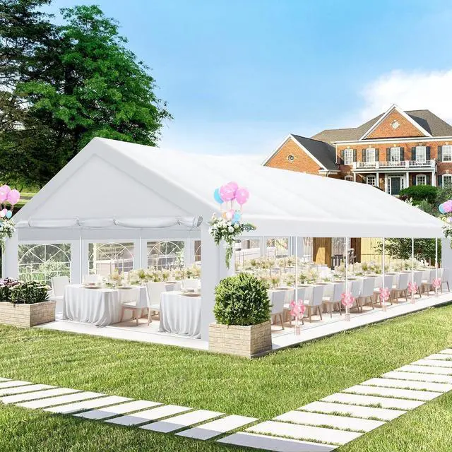 Main image of 20x40 FT Party Tent Heavy Duty, Large Outdoor Event Shelter Tents for Parties with 12 Sidewalls & Built-in Sandbags,Waterproof Wedding Canopy Tent Gazebo Commercial Tent for Carport,Patio,White