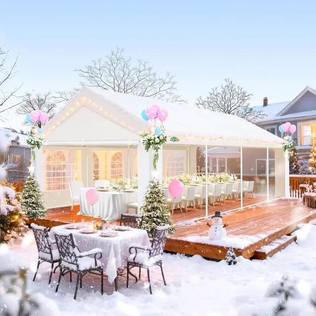 Alt view image 7 of 7 - 13x26FT Party Tent Heavy Duty, Large Outdoor Event Tents for Parties with 8 Sidewalls & Built-in Sandbags,Waterproof Wedding Canopy Gazebo Commercial Tent for Carport,Camping,Patio,Windproof