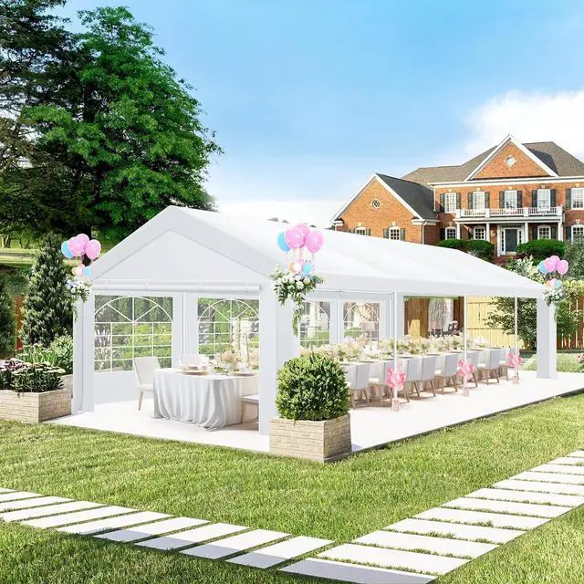 Main image of 10x30 Party Tent Heavy Duty, Large Outdoor Wedding Tents for Parties with 8 Sidewalls & Built-in Sandbags,Waterproof Event Canopy Gazebo Commercial Tent for Carport,Patio,Windproof White