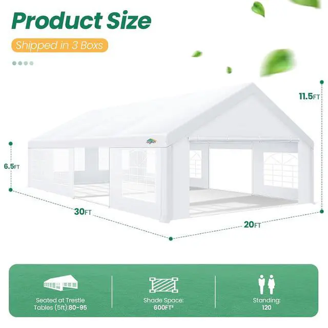 Alt view image 2 of 7 - 20x30 FT Party Tent Heavy Duty Large Outdoor Event Tents for Parties