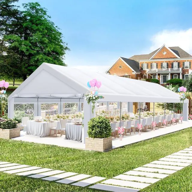 Main image of 20x50 Party Tent Heavy Duty, Large Outdoor Event Shelter Tents for Parties with 14 Sidewalls & Built-in Sandbags,Waterproof Wedding Canopy Gazebo Commercial Tent for Carport,Patio,White