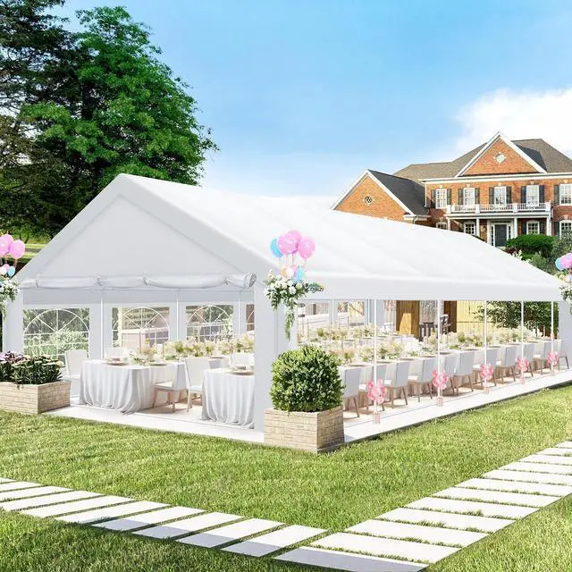 Main image of 20x40 Party Tent Heavy Duty, Large Outdoor Event Shelter Tents for Parties with 12 Sidewalls & Built-in Sandbags,Waterproof Wedding Canopy Gazebo Commercial Tent for Carport,Camping,Patio,White