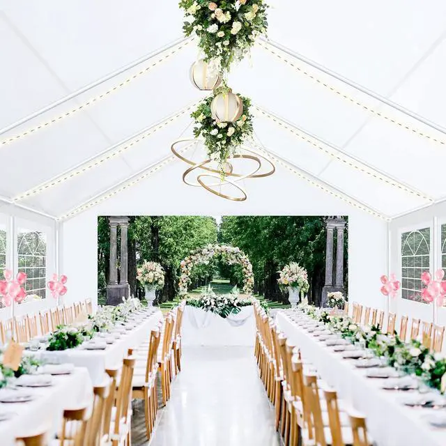 Alt view image 7 of 7 - 20x20FT Party Tent Heavy Duty, Large Outdoor Event Tents for Parties with 6 Sidewalls & Built-in Sandbags,Waterproof Wedding Canopy Gazebo Temporary Shelter,Carport,Patio,Windproof White