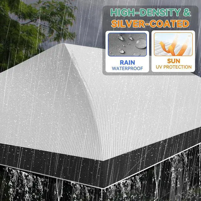 Alt view image 5 of 7 - 12x20 Pop Up Gazebo Canopy with Mosquito Netting,Outdoor Screened Gazebo Shelte for Garden and Backyard,Commercial Party Tent with Mesh Walls,Light Gray