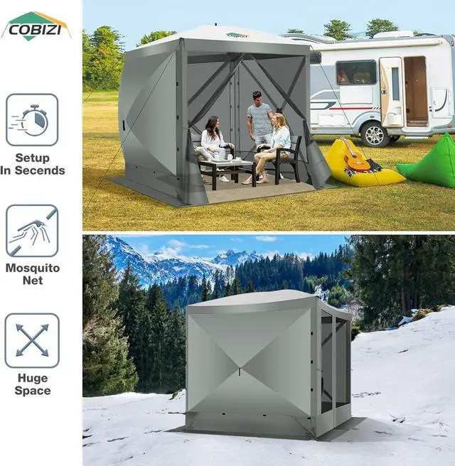 Alt view image 4 of 7 - 6x6ft Pop Up Gazebo, Screen Tent with Carry Bag & Stakes, Gray