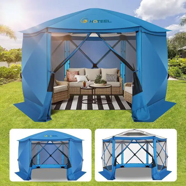 Alt view image 2 of 7 - 12x12 Pop Up Gazebo on Clearance for Stargazing with Sidewalls, Blue