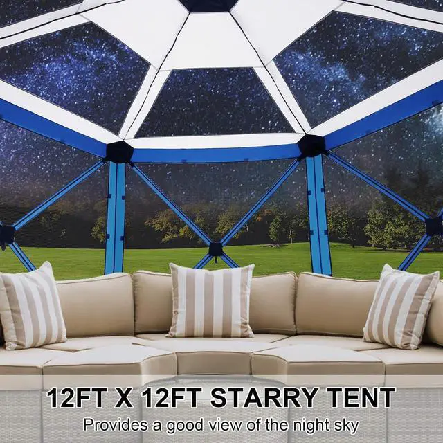 Alt view image 4 of 7 - 12x12 Pop Up Gazebo on Clearance for Stargazing with Sidewalls, Blue