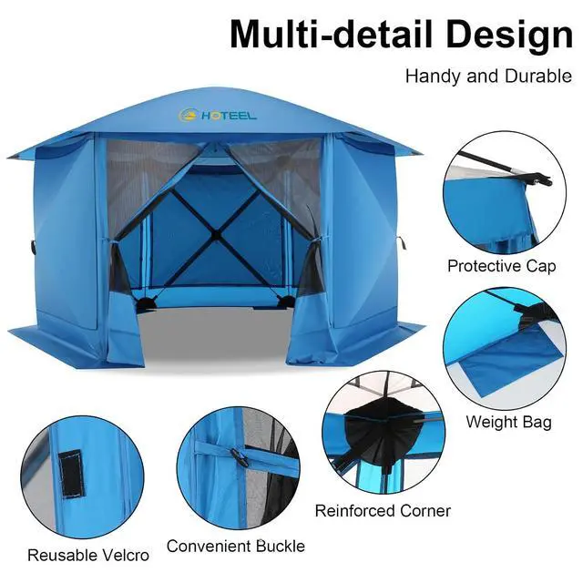 Alt view image 7 of 7 - 12x12 Pop Up Gazebo on Clearance for Stargazing with Sidewalls, Blue