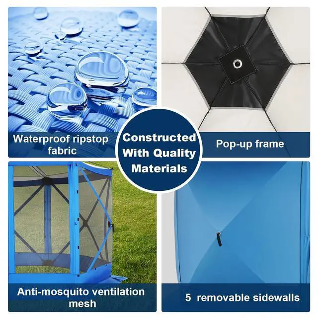 Alt view image 6 of 7 - 12x12 Pop Up Gazebo on Clearance for Stargazing with Sidewalls, Blue
