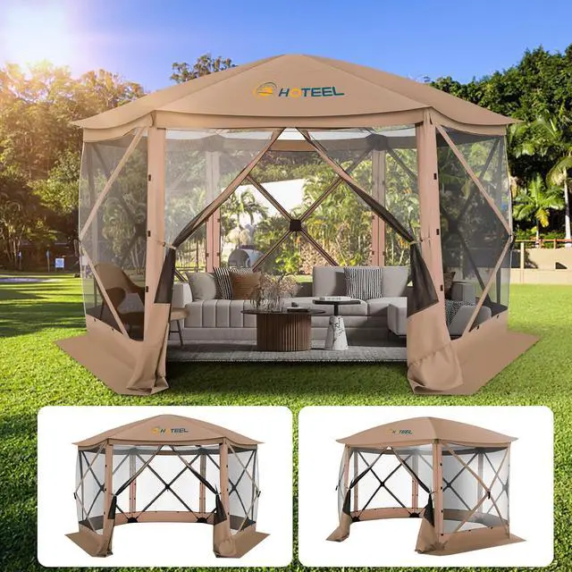 Alt view image 2 of 7 - 12x12 Pop Up Gazebo on Clearance, Stargazing with Sidewalls, Khaki