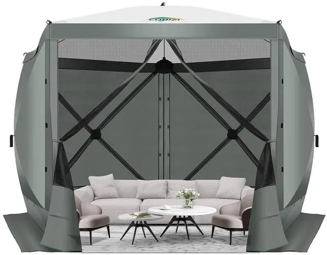 Main image of 10x10 Pop Up Gazebo, Screen Tent with Carry Bag & Stakes, Gray