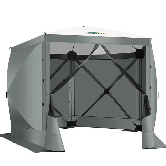 Alt view image 2 of 7 - 10x10 Pop Up Gazebo, Screen Tent with Carry Bag & Stakes, Gray