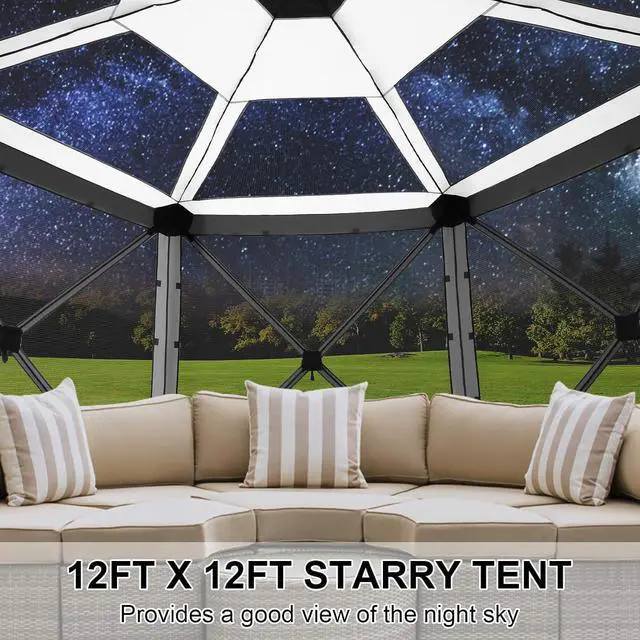 Alt view image 3 of 7 - 12x12 Pop Up Gazebo on Clearance, Stargazing & Screen Tent, Gray