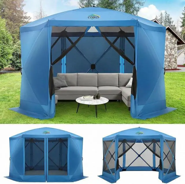 Main image of 12x12 Pop Up Gazebo, Screen Tent with Carry Bag & Stakes, Blue