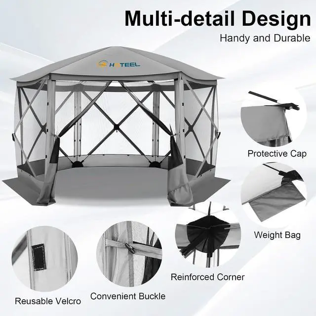Alt view image 6 of 7 - 12x12 Pop Up Gazebo on Clearance, Stargazing & Screen Tent, Gray