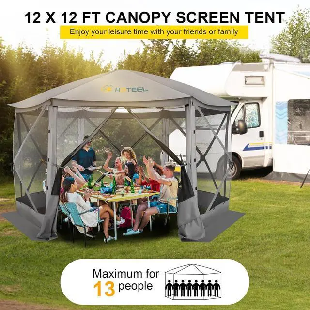 Alt view image 7 of 7 - 12x12 Pop Up Gazebo on Clearance, Stargazing & Screen Tent, Gray