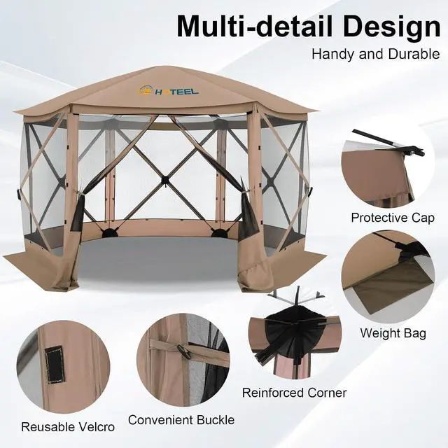 Alt view image 4 of 7 - 12x12 Pop Up Gazebo on Clearance, Stargazing & Screen Tent, Khaki