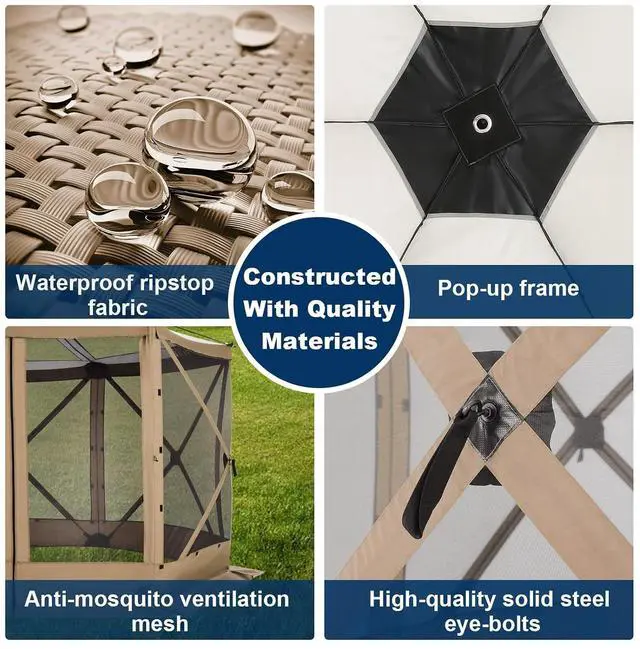 Alt view image 6 of 7 - 12x12 Pop Up Gazebo on Clearance, Stargazing & Screen Tent, Khaki
