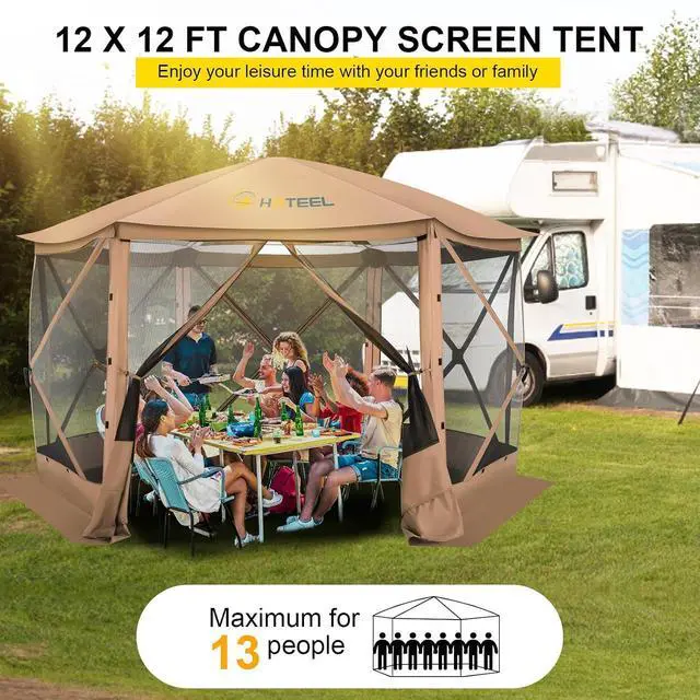 Alt view image 7 of 7 - 12x12 Pop Up Gazebo on Clearance, Stargazing & Screen Tent, Khaki