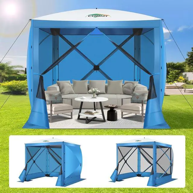 Main image of 6x6 Pop Up Gazebo, Screen Tent with Carry Bag & Ground Stakes, Blue