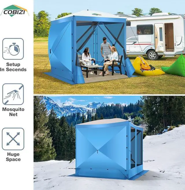 Alt view image 4 of 7 - 6x6 Pop Up Gazebo, Screen Tent with Carry Bag & Ground Stakes, Blue