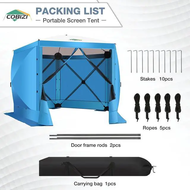 Alt view image 4 of 7 - 10x10 Pop Up Gazebo, Screen Tent with Carry Bag & Stakes, Blue