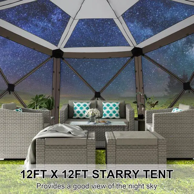 Alt view image 3 of 7 - 12x12 Pop Up Gazebo on Clearance, Stargazing & Screen Tent, Brown