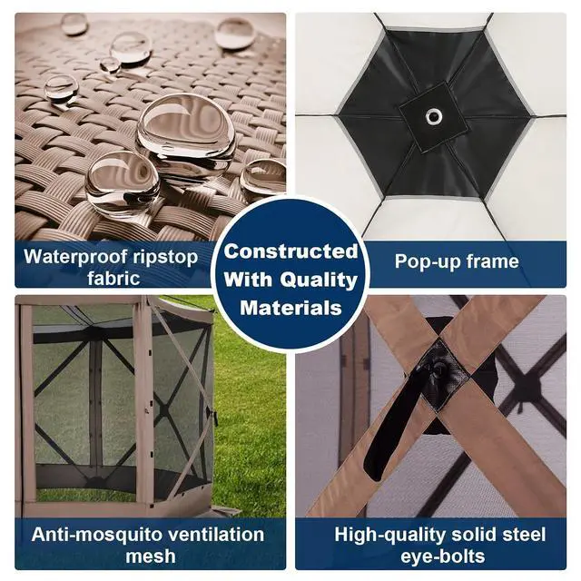 Alt view image 5 of 7 - 12x12 Pop Up Gazebo on Clearance, Stargazing & Screen Tent, Brown