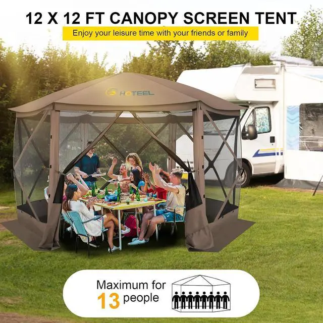 Alt view image 7 of 7 - 12x12 Pop Up Gazebo on Clearance, Stargazing & Screen Tent, Brown
