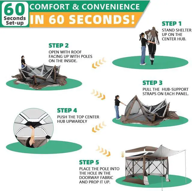 Alt view image 6 of 7 - 12x12 Pop Up Gazebo on Clearance for Stargazing with Poles, Brown