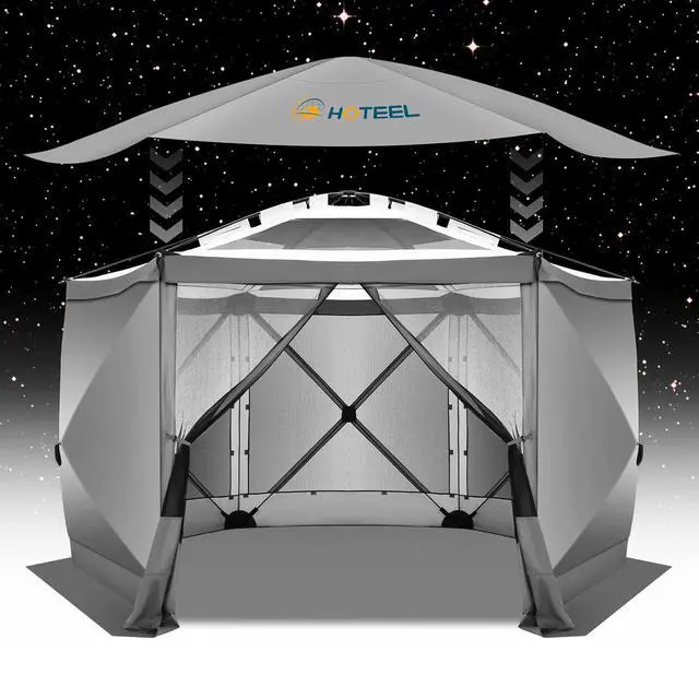 Alt view image 2 of 7 - 12x12 Pop Up Gazebo on Clearance, Stargazing with Sidewalls, Brown