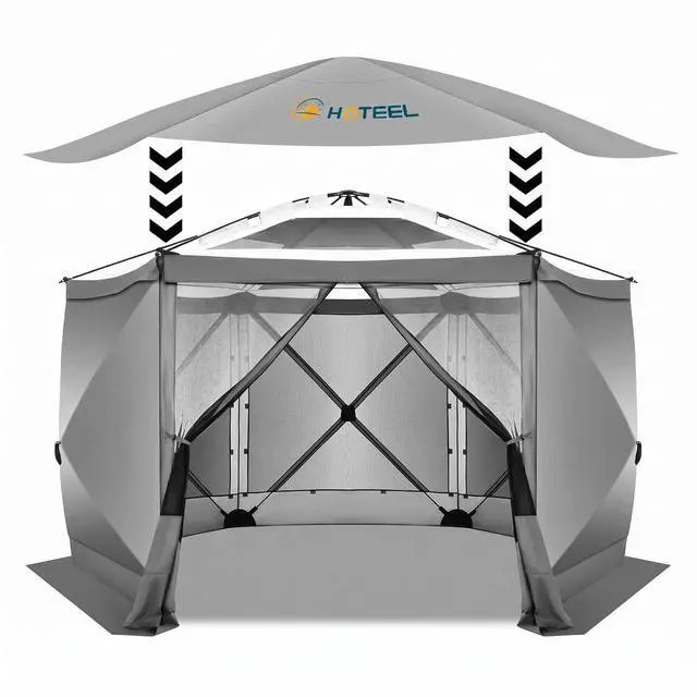 Main image of 12x12 Pop Up Gazebo on Clearance, Stargazing with Sidewalls, Brown