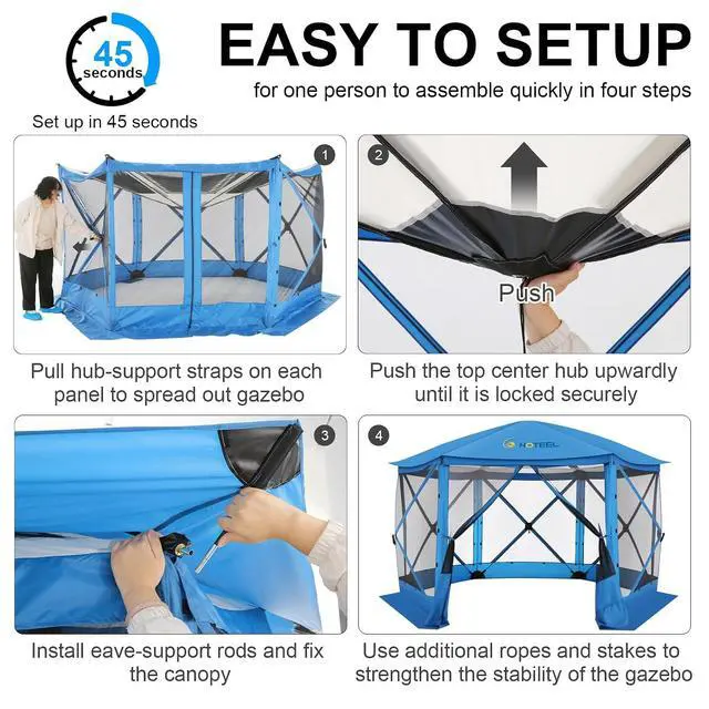 Alt view image 4 of 7 - 12x12 Pop Up Gazebo on Clearance, Stargazing & Screen Tent, Blue