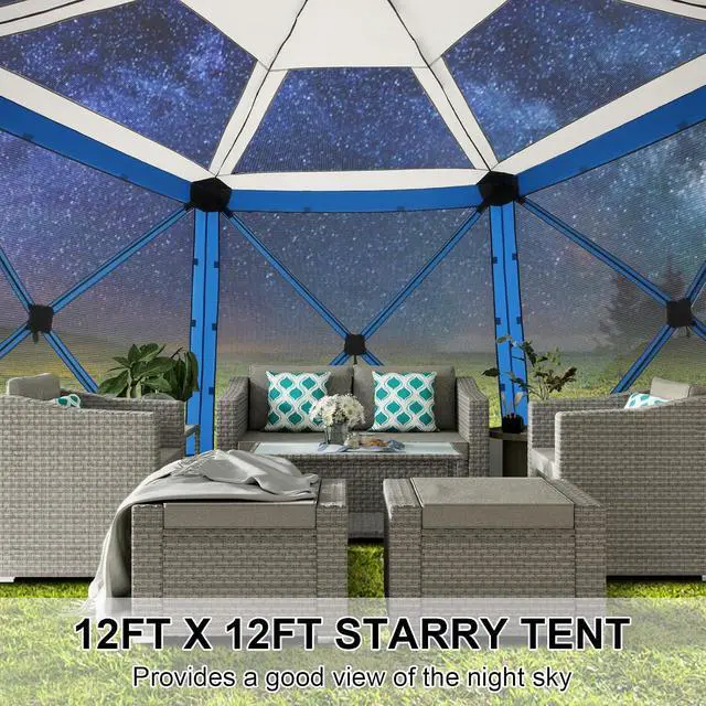 Alt view image 3 of 7 - 12x12 Pop Up Gazebo on Clearance, Stargazing & Screen Tent, Blue