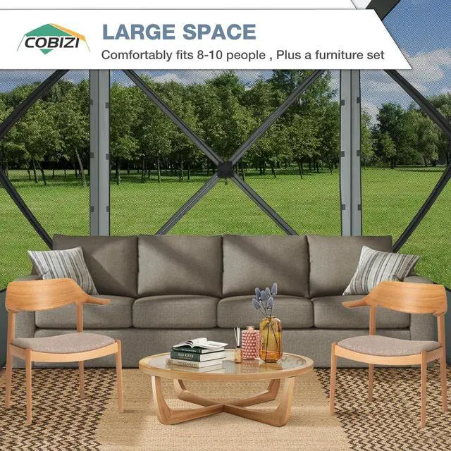 Alt view image 7 of 7 - 6x6FT Pop Up Gazebo Tent, Screen Room with Carry Bag, Gray