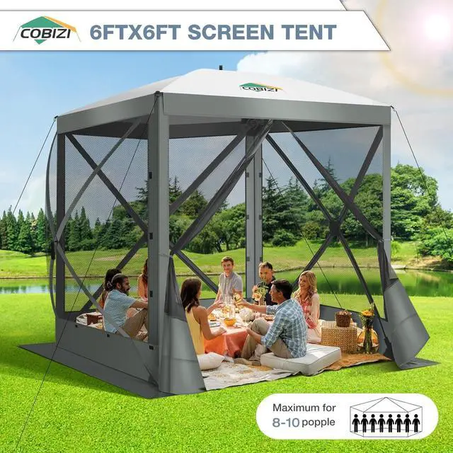 Alt view image 5 of 7 - 6x6FT Pop Up Gazebo Tent, Screen Room with Carry Bag, Gray
