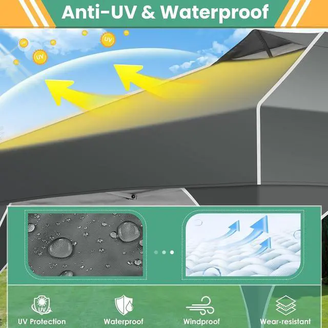 Alt view image 4 of 7 - 10x10 Pop Up Canopy with 3 Sidewalls, 1-Person Setup, Waterproof