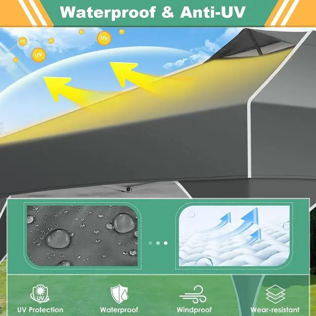 Alt view image 2 of 7 - 10x20 Pop Up Canopy with 4 Sidewalls, 1-Person Setup, Waterproof