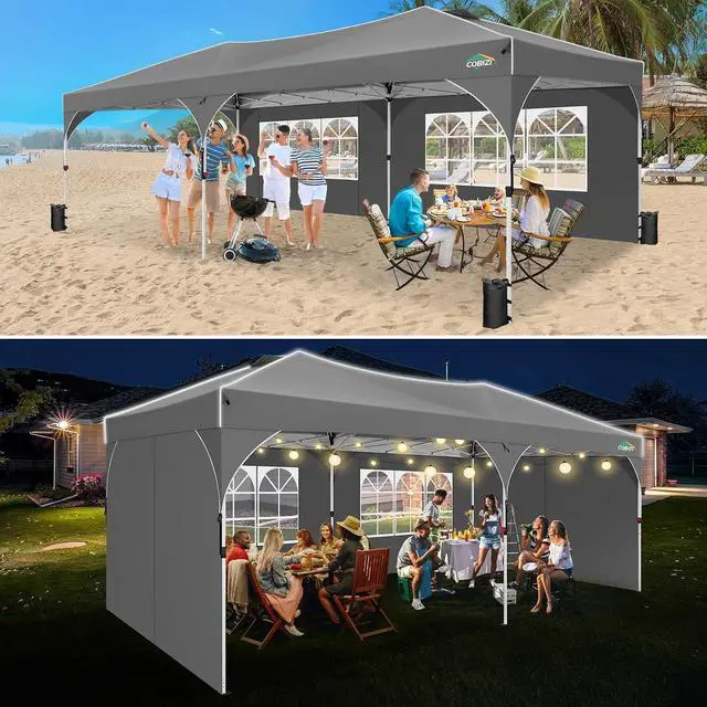 Alt view image 5 of 7 - 10x20 Pop Up Canopy with 4 Sidewalls, 1-Person Setup, Waterproof